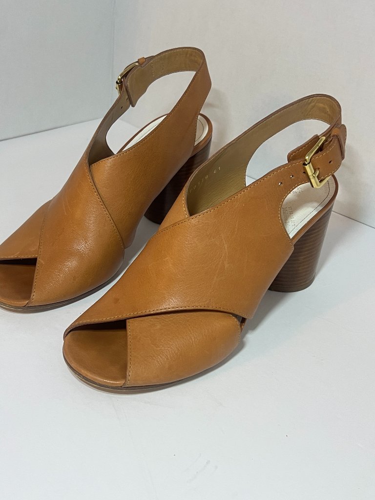 Maison Margiela Paris Leather Block Heel Sandals Eu 41 Made Italy Cognac Tan